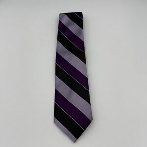 NWT Calvin Klein Men's Silk Blend Tie Purple‎ Black Stripe MSRP: $59.50